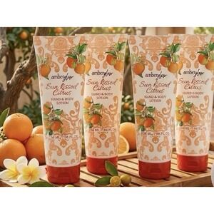 Amber Glow Sun Kissed Citrus Moisturizing Hand & Body Lotion NEW (Lot of 4)